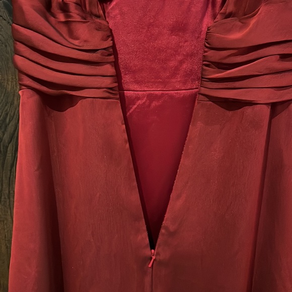 Belsoie Crimson Red skinny strap gown with small train - Picture 5 of 11